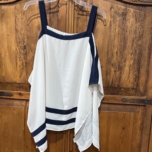 Double Zero White and Navy Blouse